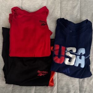 Reebok Red, Black & Navy Kids' Short Sleeve Tees - USA Graphic